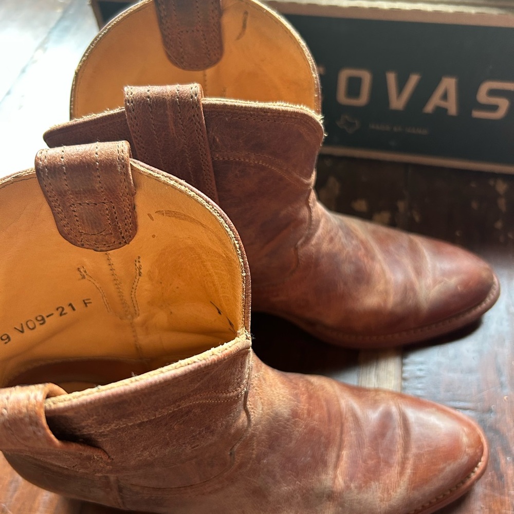 Tecovas Brown Leather Women's Boots in worn leather appearance- worn once